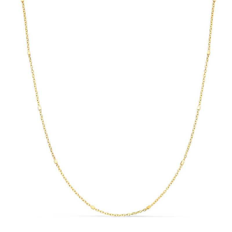 Chaîne luxe or 18k originale, Maille combinée forçat / cube, 1mm