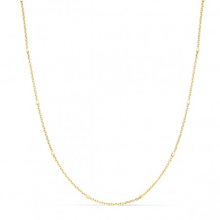 Chaîne luxe or 18k originale, Maille combinée forçat / cube, 1mm