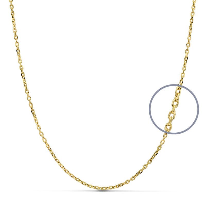 Chaîne femme, or jaune 18k, Maille forçat, 1,5mm, 40cm à 60cm - Elégance