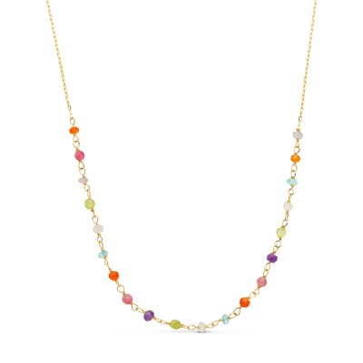 Collier multicolore en or jaune 18 carats et zircone colorées - Attirance