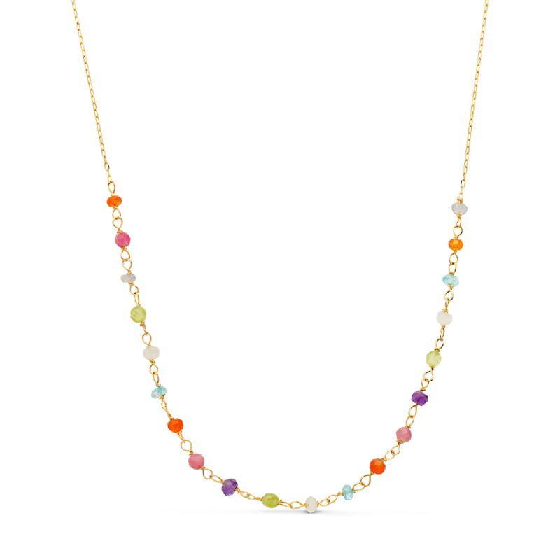 Collier multicolore en or jaune 18 carats et zircone colorées - Attirance
