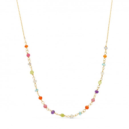 Collier multicolore en or jaune 18 carats et zircone colorées - Attirance