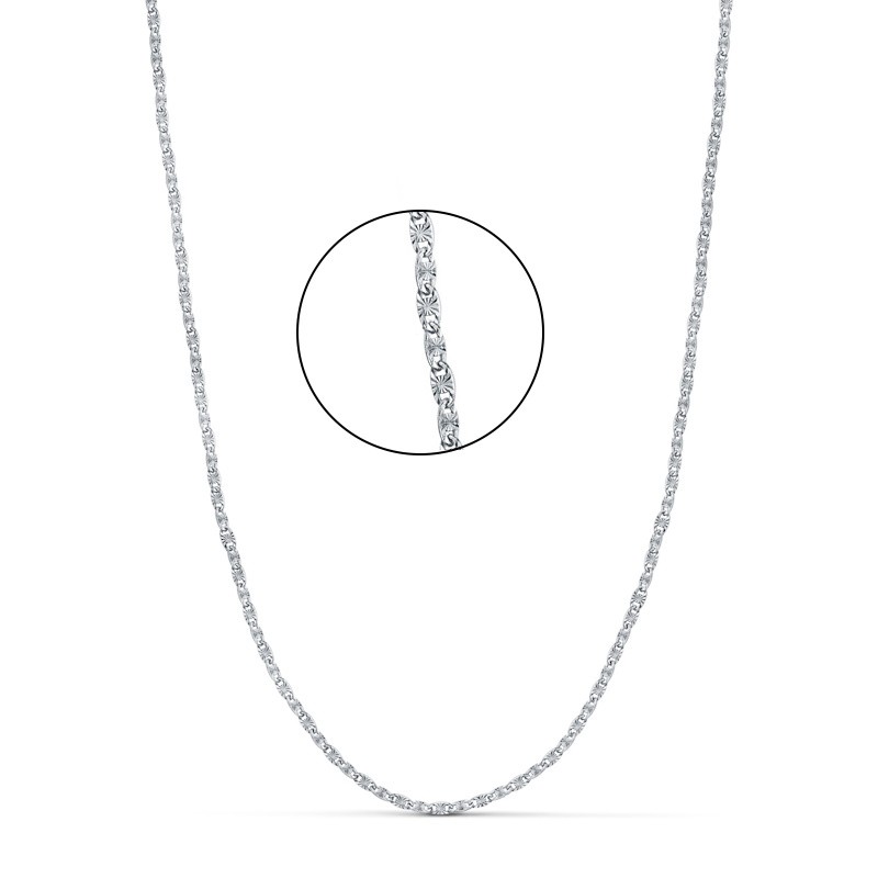 Chaîne originale en or blanc 18 carats, Maille forçat diamantée 1,8mm
