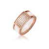 large Bague céramique blanche, argent rose et zircone - Exina