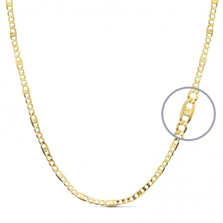 Chaîne Figaro poinçonnée 3/1 en or massif 18 carats homme et femme - Elango