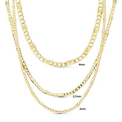 Chaîne Figaro poinçonnée 3/1 en or massif 18 carats - Elango