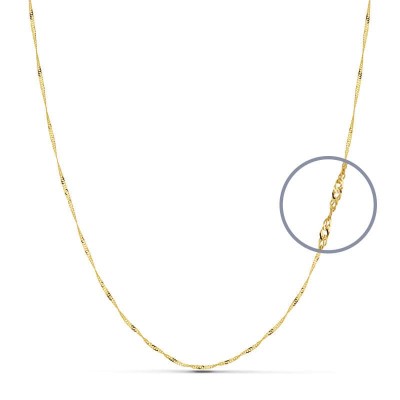 fine Chaîne torsadée en or 18 carats, Maille Singapour 1 mm, longueur 40cm, 45cm, 50cm