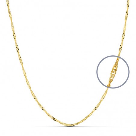 Chaîne torsadée en or 18 carats, Maille Singapour 2 mm, longueur 40cm, 45cm, 50cm et 60cm