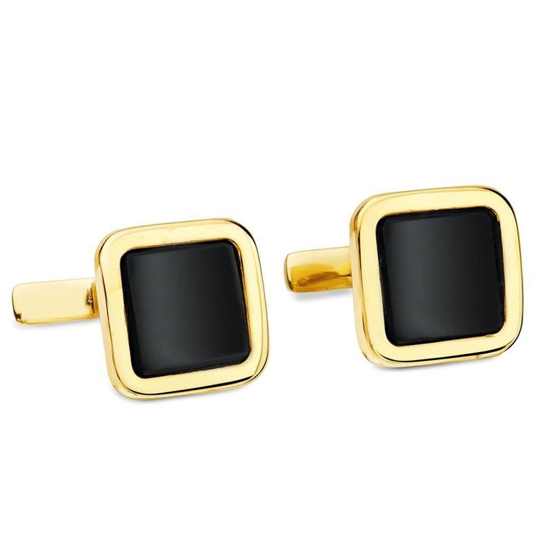 Boutons de manchette carrés - or 18 carats et onyx noir - Adonys