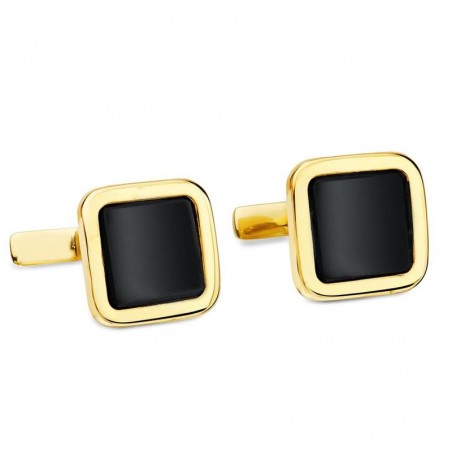 Boutons de manchette carrés - or 18 carats et onyx noir - Adonys