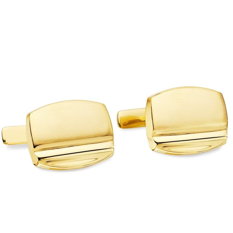 Boutons de manchette rectangle - or 18 carats mat / brillant - Massimo