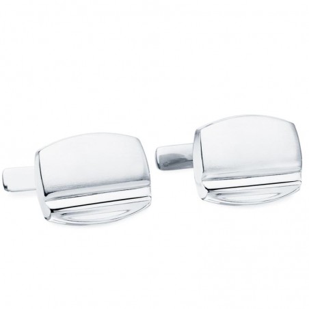 Boutons de manchette rectangles - or blanc 18cts mat / brillant