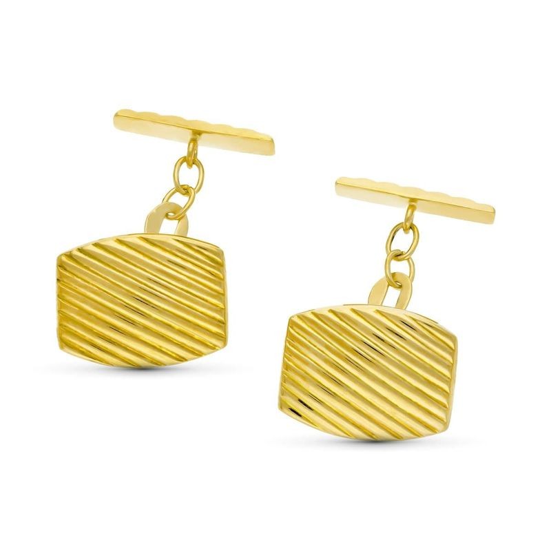 Boutons de manchette rectangles striés - Or 18 carats - Axel