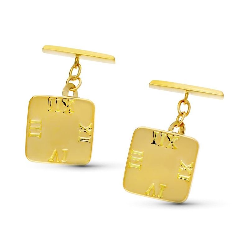 Boutons de manchette carrés - Or 18 carats - chiffres Romain
