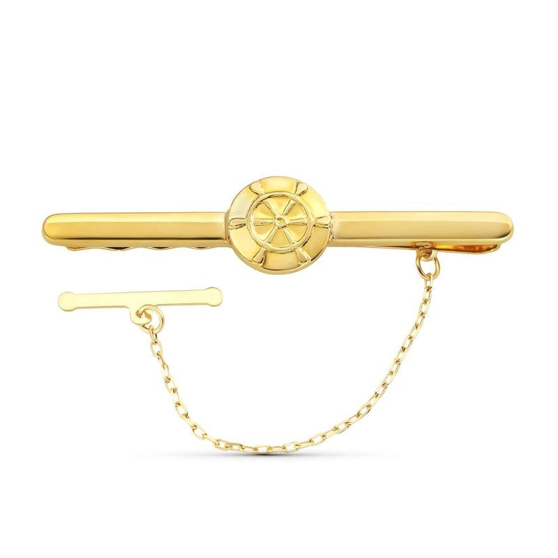 Pince à cravate luxe, blason nautique - Or 18 carats - Barre de navigation