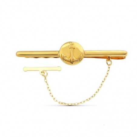 Pince à cravate luxe, blason marin - Or 18 carats - Ancre