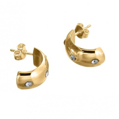 Boucles d'oreille femme, demi-créoles dorées & cristal de Swarovski - Lyn&Or Bijoux