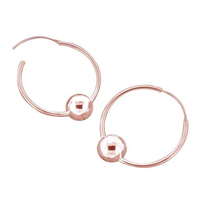 Créoles, perles finition dorée rose pour femme - Lolita 30 mm - Lyn&Or Bijoux