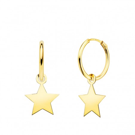 Boucles d'oreilles créoles en or 18 carats et breloque étoile