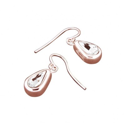 Boucles d'oreille finition dorée rose, Swarovski pour femme - Gouttes - Lyn&Or Bijoux