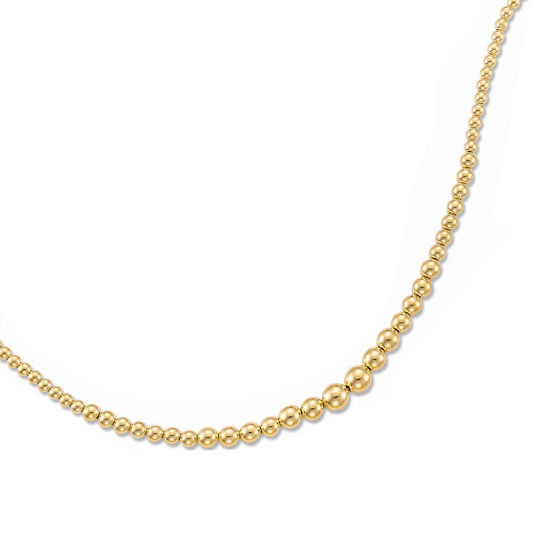 Collier femme luxe en or massif jaune 18 carats, rang de perles dorées dégradées - Gold Pearl
