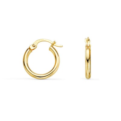 Créoles 14mm pour femme en or jaune 18 carats, épaisseur 2mm - Lumière