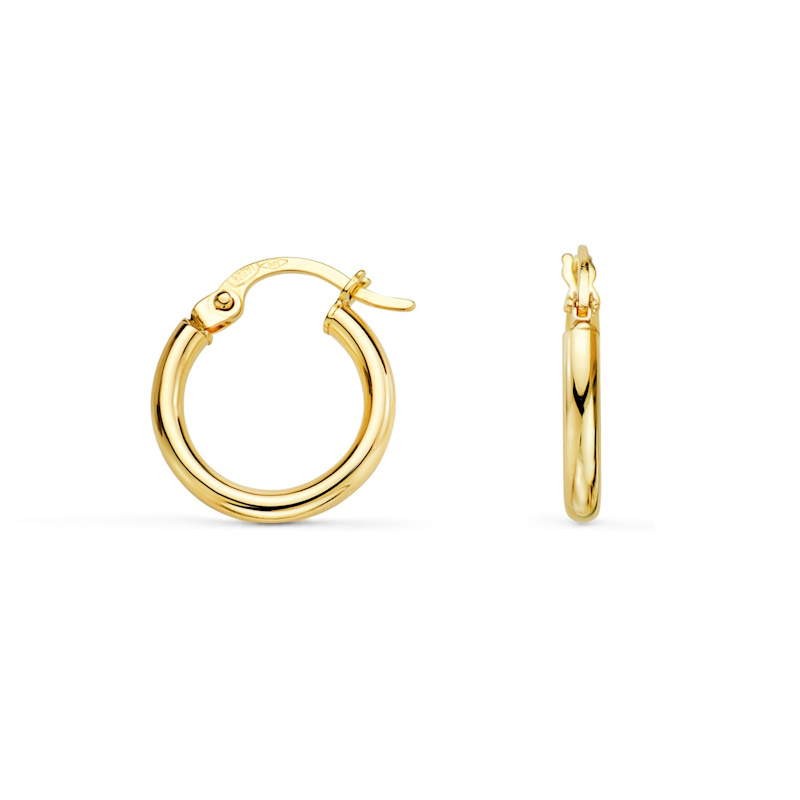 Créoles 14mm pour femme en or jaune 18 carats, épaisseur 2mm - Lumière