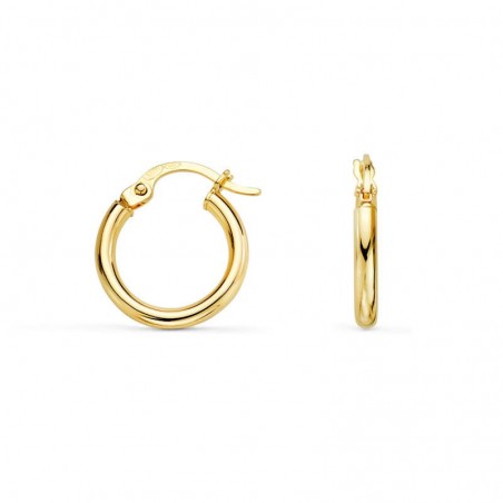 Créoles 14mm pour femme en or jaune 18 carats, épaisseur 2mm - Lumière