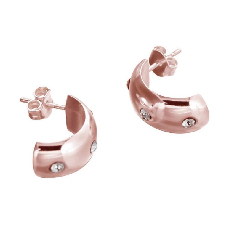 Créoles en plaqué or rose, cristal de Swarovski Louise Zoé Créoles en plaqué or rose, cristal de Swarovski Louise Zoé