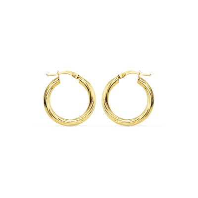 Boucles d'oreilles créoles torsadées diamètre 21mm en or 18 carats - Biguine