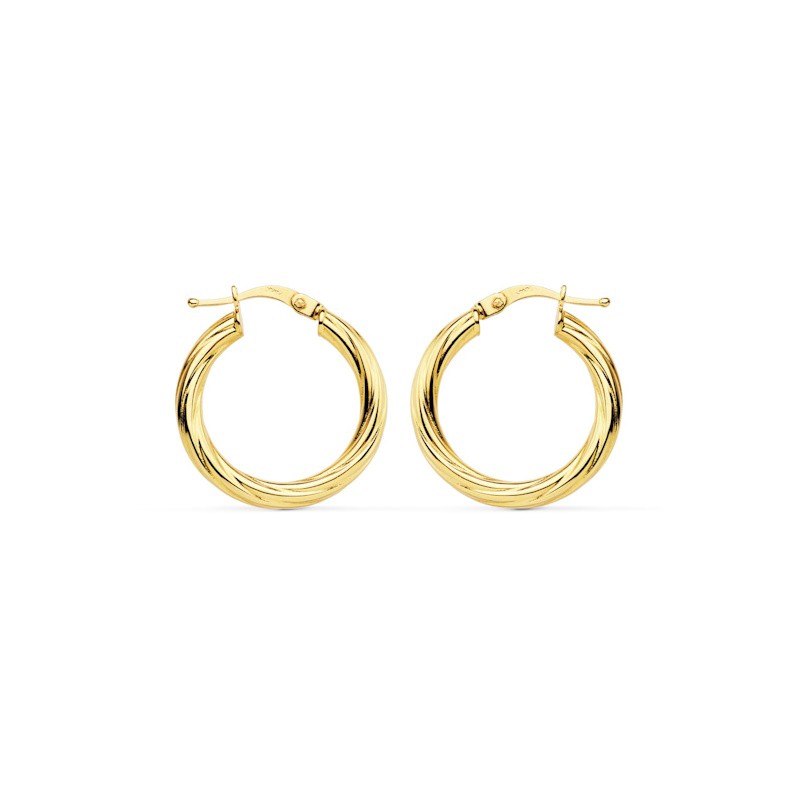 Boucles d'oreilles créoles torsadées diamètre 21mm en or 18 carats - Biguine