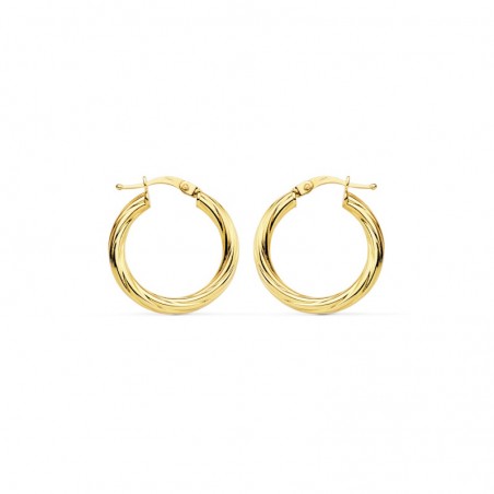 Boucles d'oreilles créoles torsadées diamètre 21mm en or 18 carats - Biguine