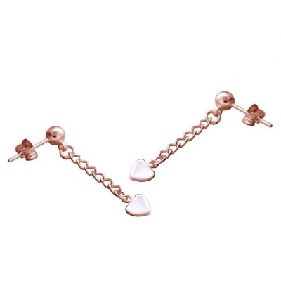 Boucles d'oreille finition dorée rose pour femme - Coeur languissant - Lyn&Or Bijoux