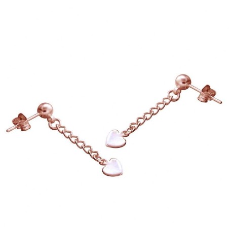 boucles d'oreilles finition dorée rose pour femme - Coeur languissant - Lyn&Or Bijoux