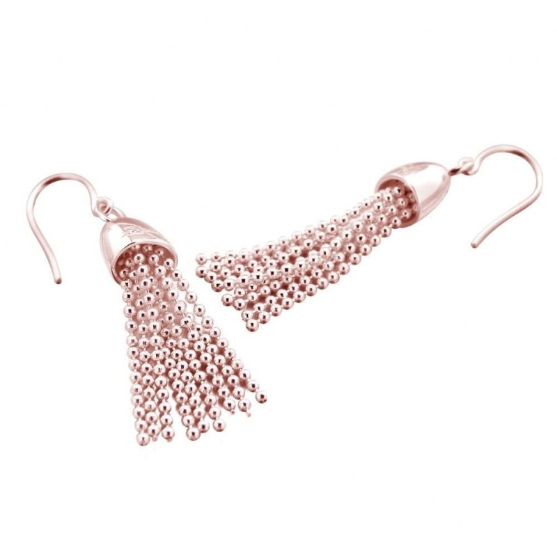 Boucles d'oreilles pour femme en plaqué or, Pampille rose Boucles d'oreilles pour femme en plaqué or, Pampille rose