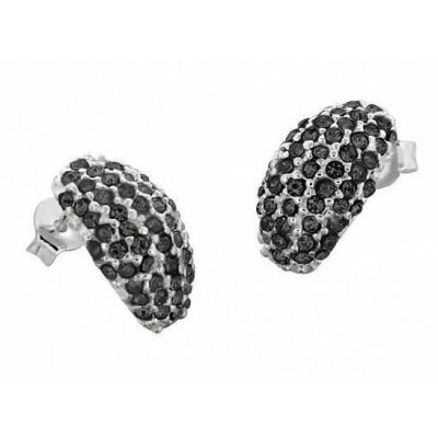 boucles d'oreilles créateur pour femme en argent & Swarovski noir - Demi - Lune - Lyn&Or Bijoux