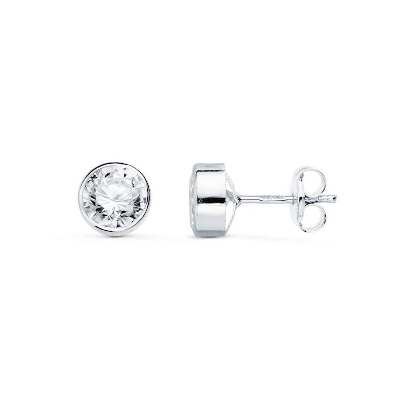boucles d'oreilles or blanc 750/1000, zircon 7mm microserti