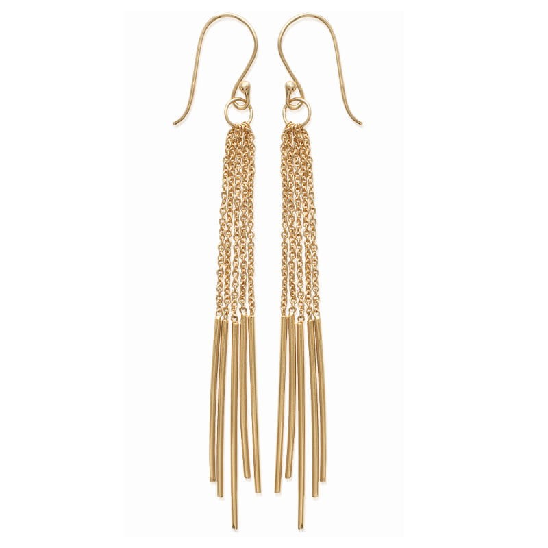 Boucles d'oreilles longues chaînes, plaqué or - Eskiss