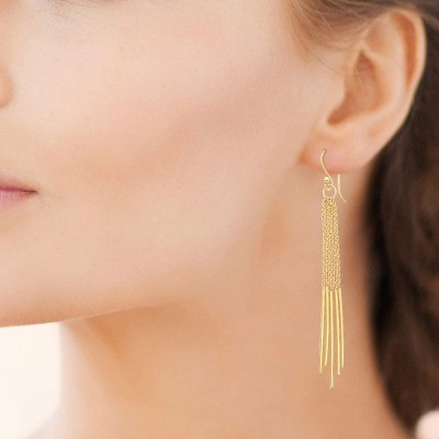 Longues Boucles d'oreilles dorées et brillantes pour femme