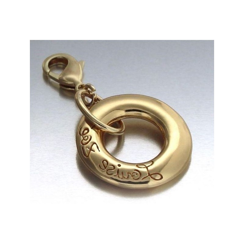 Charm tendance pour femme LZ en plaqué or, Cercle griffé Charm tendance pour femme LZ en plaqué or, Cercle griffé