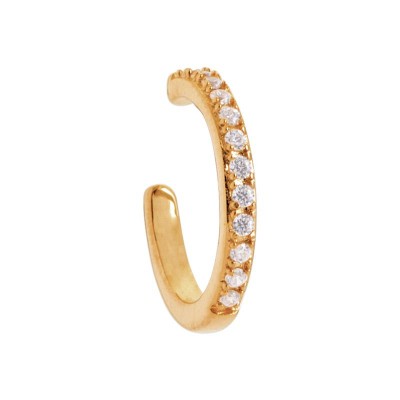 Bague d'oreille à pincer, plaqué or et zircon pour femme - Tassia