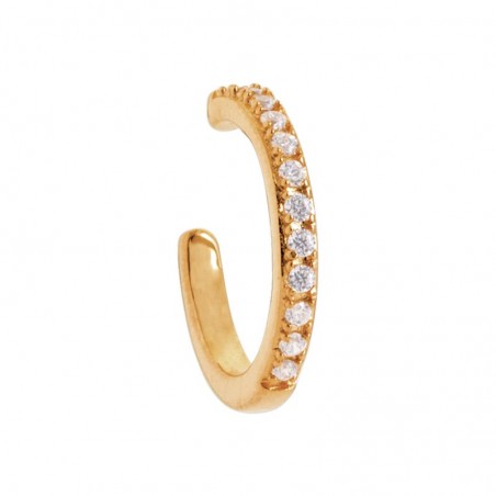 Bague d'oreille à pincer, plaqué or et zircon pour femme - Tassia