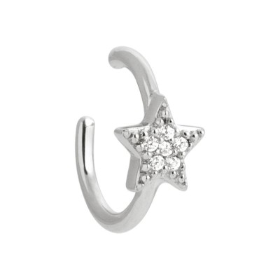Bague d'oreille à pincer, Argent 925 et zircon pour femme - Etoile