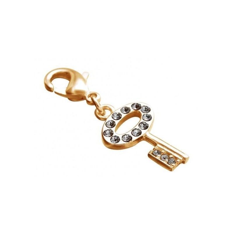 Charm pour femme LZ en plaqué or, cristaux de Swarovski, Clé Charm pour femme LZ en plaqué or, cristaux de Swarovski, Clé