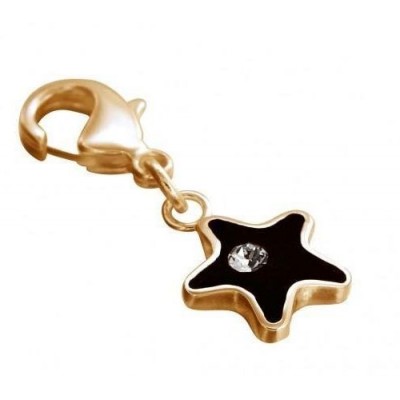 Charm étoile noire finition dorée, Swarovski pour femme - Black-Star - Lyn&Or Bijoux