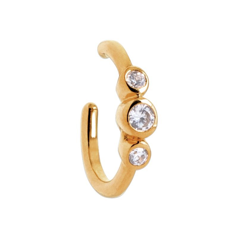 Bague d'oreille, plaqué or et 3 zircons pour femme - Essyna