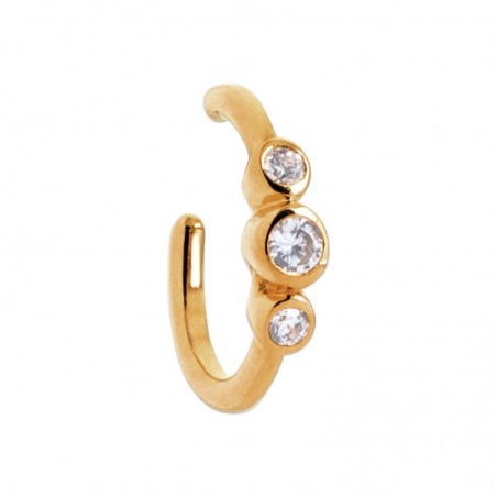 Bague d'oreille, plaqué or et 3 zircons pour femme - Essyna