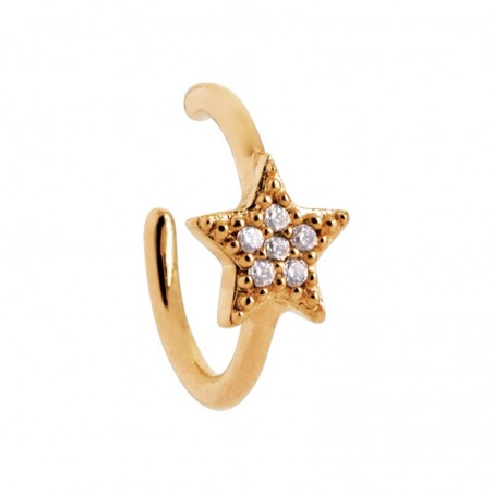 Bague d'oreille à pincer, plaqué or et zircon pour femme - Etoile