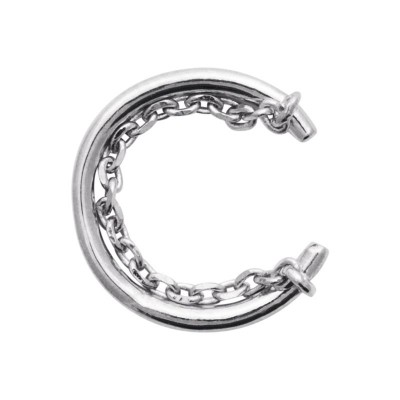 anneau d'oreille Argent rhodié et chaînette
