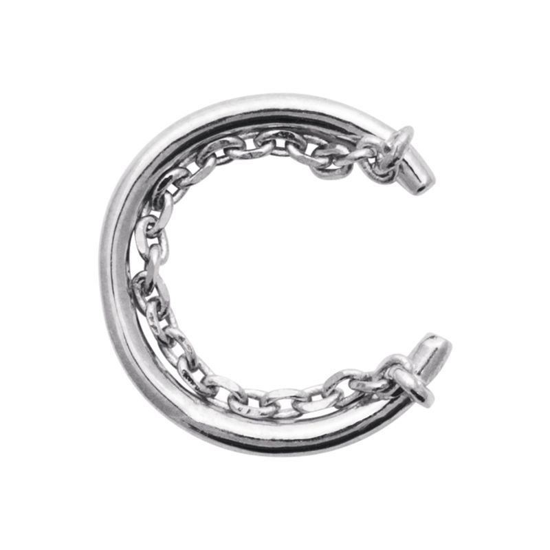 anneau d'oreille Argent rhodié et chaînette